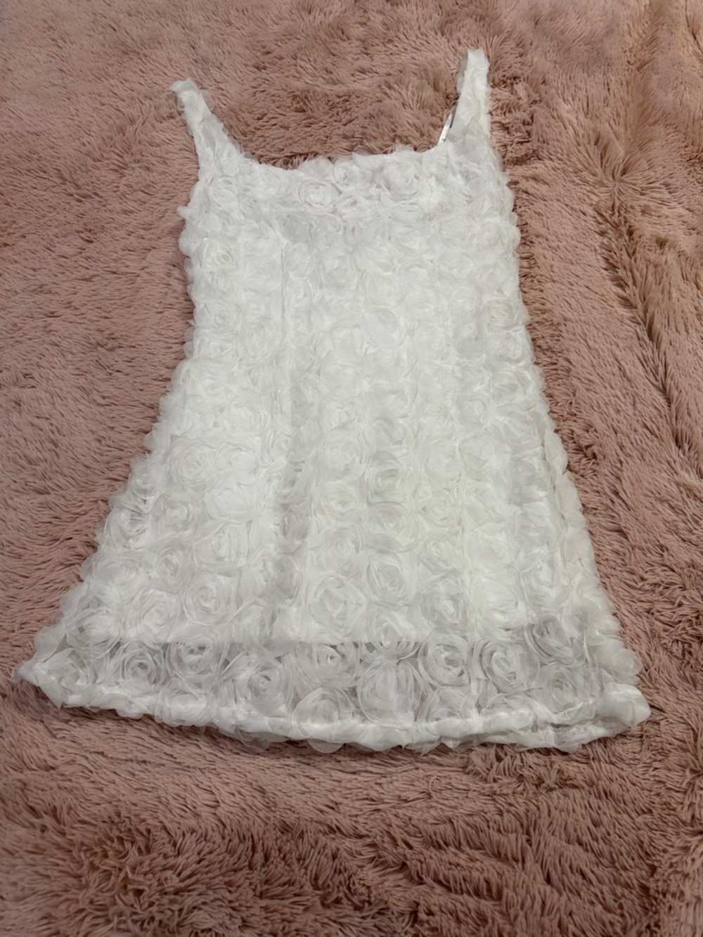 Oh Polly White Rose Appliqué Spaghetti Strap Dress